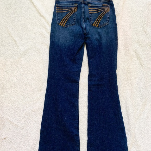 7 For All Mankind Dark Blue Dojo Flare Jeans Size 27 - Picture 12 of 12